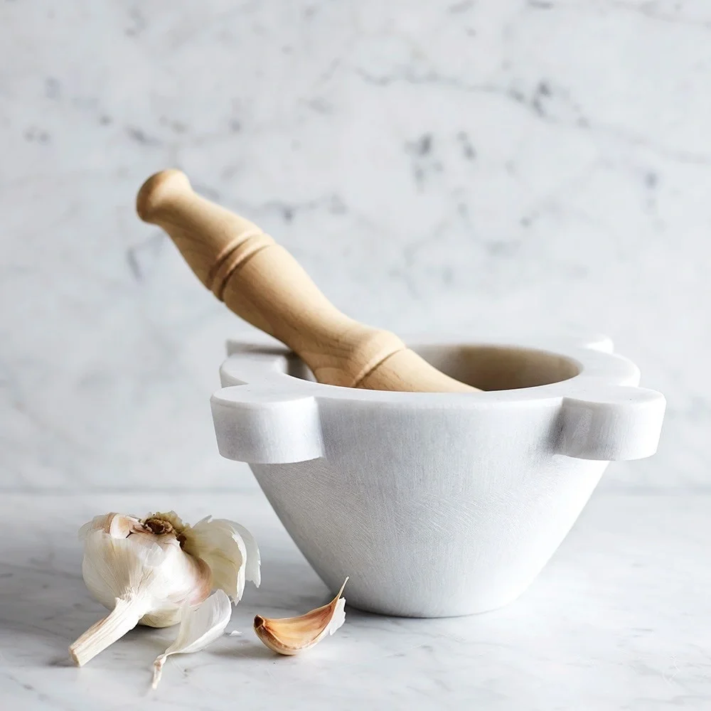 WILLIAMS SONOMA White Marble Mortar and Pestle